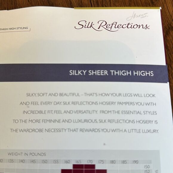 New in packaging Hanes Silk Reflections Barely There Silky Sheer Thigh Highs - Picture 4 of 5